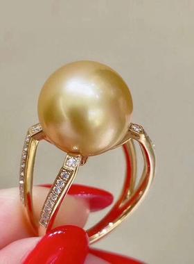 2025高颜值珍珠戒指无瑕强光高贵典雅款南洋浓金珍珠戒指12-13mm
