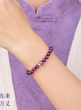 2025仿乌拉圭紫水晶手串女ins设计招财新中式莲花转运手链送闺蜜