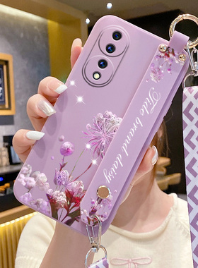 适用华为荣耀70手机壳huawei荣耀70pro+新款液态硅胶荣耀70Pro腕带支架HPB-AN00男女防摔全包可爱ins风创意