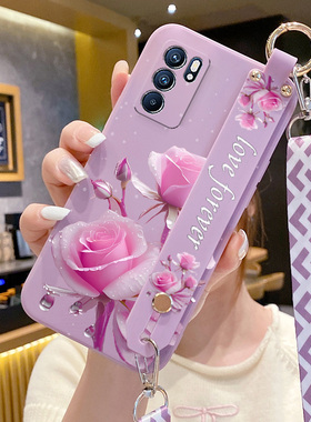 适用OPPOReno5手机壳OPPOReno5pro新款液态硅胶OPPOReno65G腕带支架PDSM00防摔PEGM00男女opporeno6pro+全包