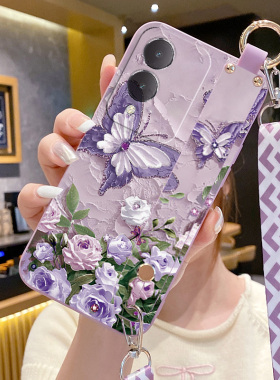 适用vivoy36手机壳V2317A新款液态硅胶vivoY33s腕带支架V2247防摔vivoy35+男女vivoY33T全包vivoY32时尚网红