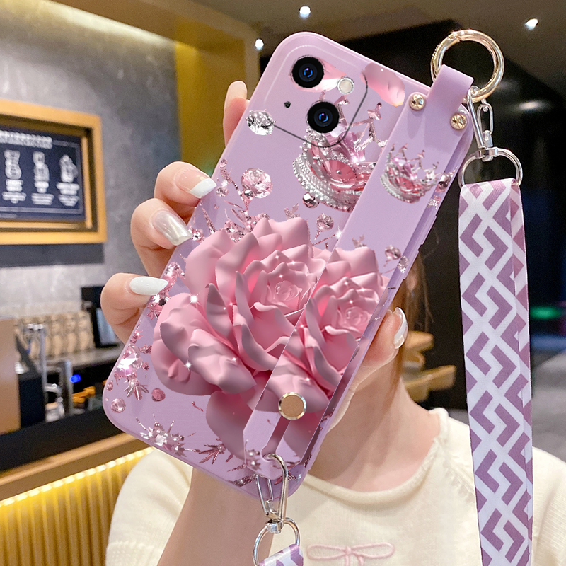 适用于iPhone苹果16手机壳腕带支架16promax女16plus防摔16pro斜跨挂绳16e奢华15可爱15plus简约15pro硅胶软8