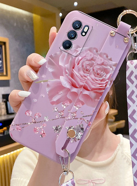 适用OPPOReno5手机壳OPPOReno65G新款液态硅胶PDSM00腕带支架OPPOReno5pro全包opporeno6pro+男女PENM00防摔