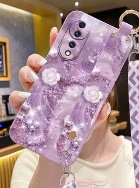 适用华为荣耀70手机壳HPB-AN00腕带支架FNE-AN00新款液态硅胶huawei荣耀70pro+斜跨挂绳创意软奢华潮男女防摔