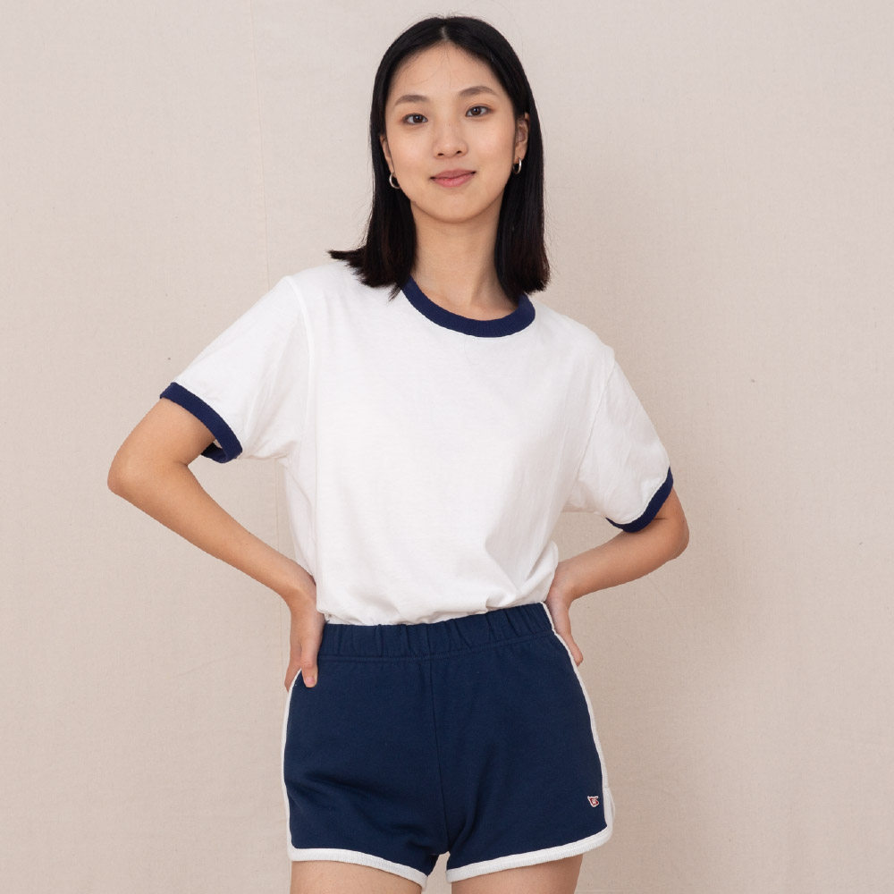 国棉壹厂复古60S运动短裤女款美式休闲纯棉高腰A字裤显瘦舒适百搭
