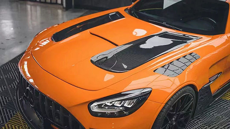 适用奔驰AMG GT改装BS大包围碳纤维开孔机盖Black Series引擎盖