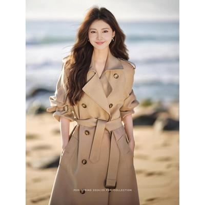 高端卡其色风衣外套女2025新款春秋季中长款小个子英伦风韩系流行