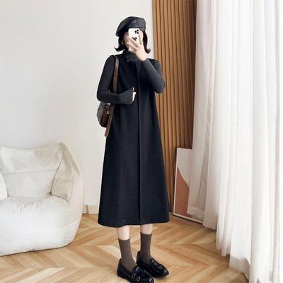 冬季设计感覆古毛呢背心裙新款高端长款宽松系带内搭打底连衣裙女