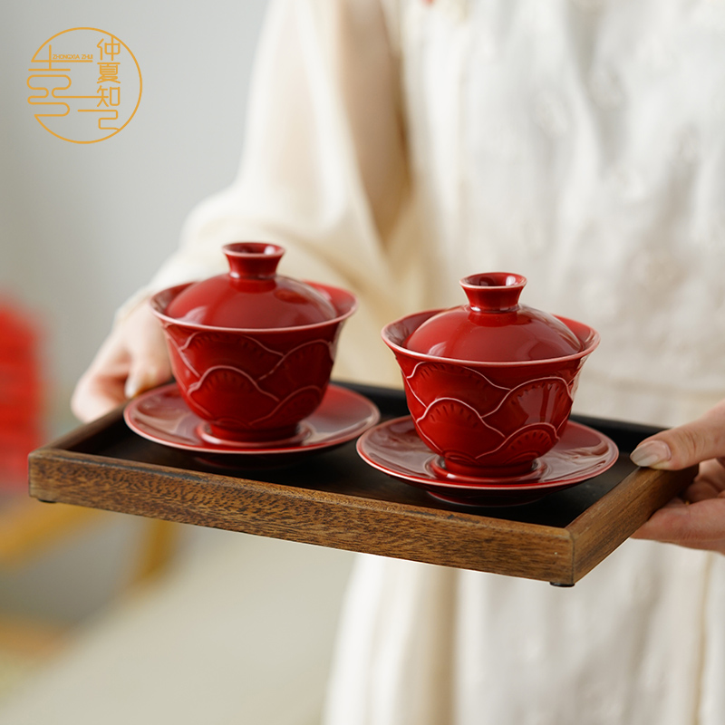 仲夏知己时光结婚敬茶杯喜碗套装