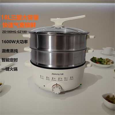 九阳电蒸锅DZ180HG-GZ180 多功能三层18升蒸煮炖一体锅定时电煮锅