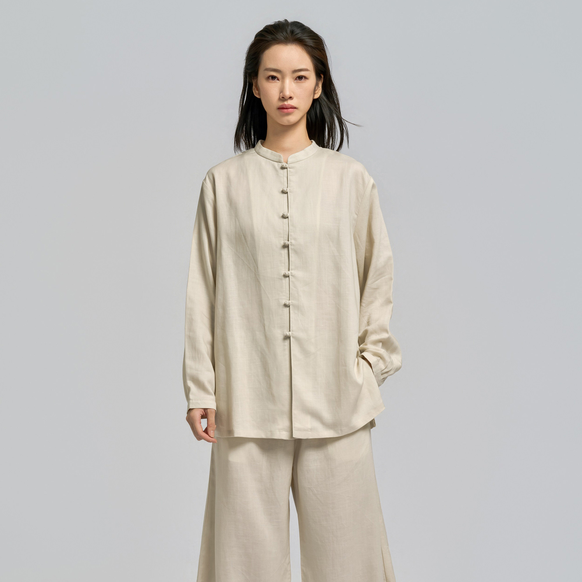 三伏天穿天丝亚麻透气吸汗太极服