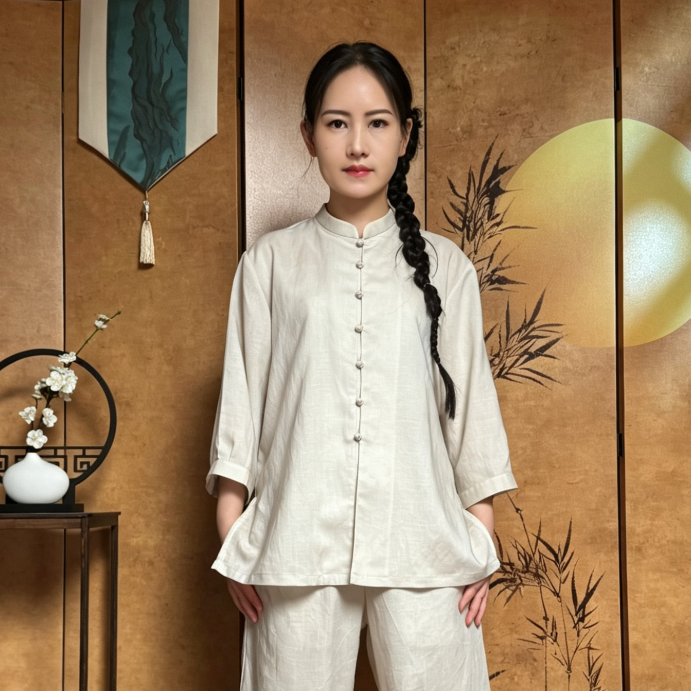 [单上衣]禅意新中式天丝亚麻太极服男女夏季透气吸汗武术练功服