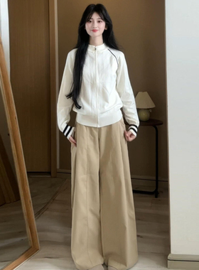 韩系学院风白色毛衣开衫外套女秋冬季2025新款设计感小众针织上衣