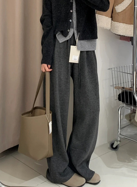 糯米裤2025新款卫裤胖mm宽松显瘦加绒裤子女款慵懒风深灰色阔腿裤