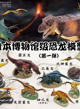 日本Colorata原装正品 侏罗纪博物馆恐龙玩具霸王龙三角翼龙收藏