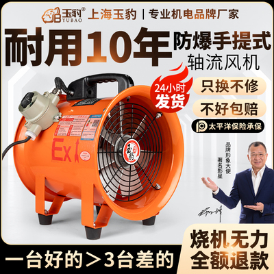 防爆手提式轴流风机220V强力移动式排风扇抽风鼓风机高速工业通风