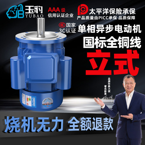 立式全铜单相异步电动机0.75/1.1/1.5/2.2/3/4/5.5KW电机220V单相
