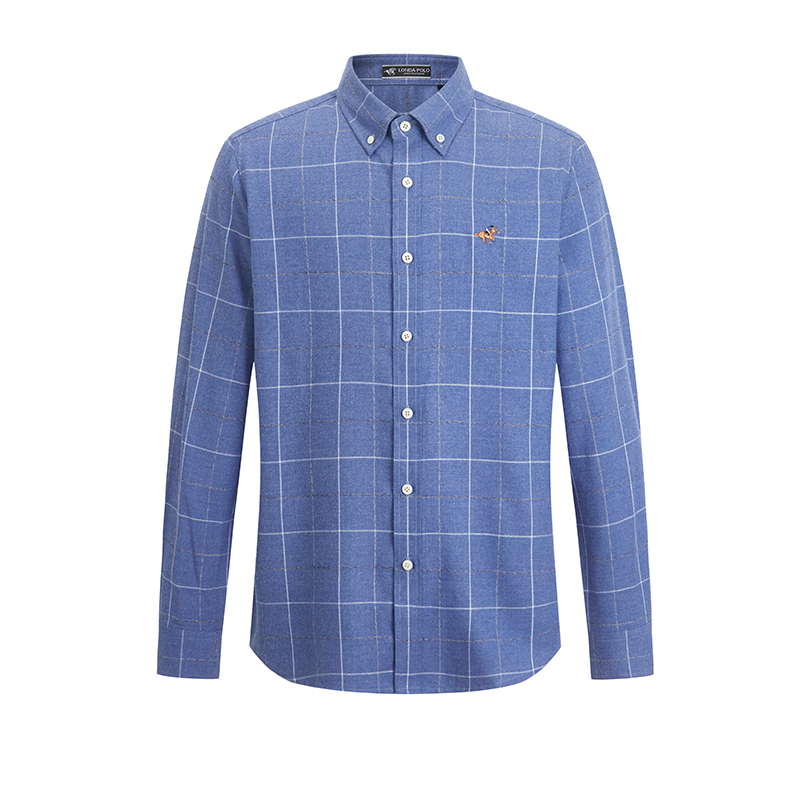 伦德保罗格子衬衫男刺绣