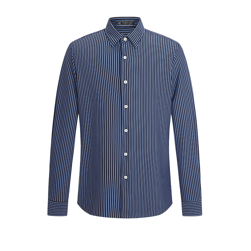 伦德保罗高级感商务休闲条纹衬衫