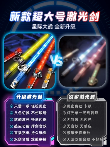 Неоновый световой меч с лазером, игрушка, телескопическая мигающая световая палочка для мальчиков, звездные войны