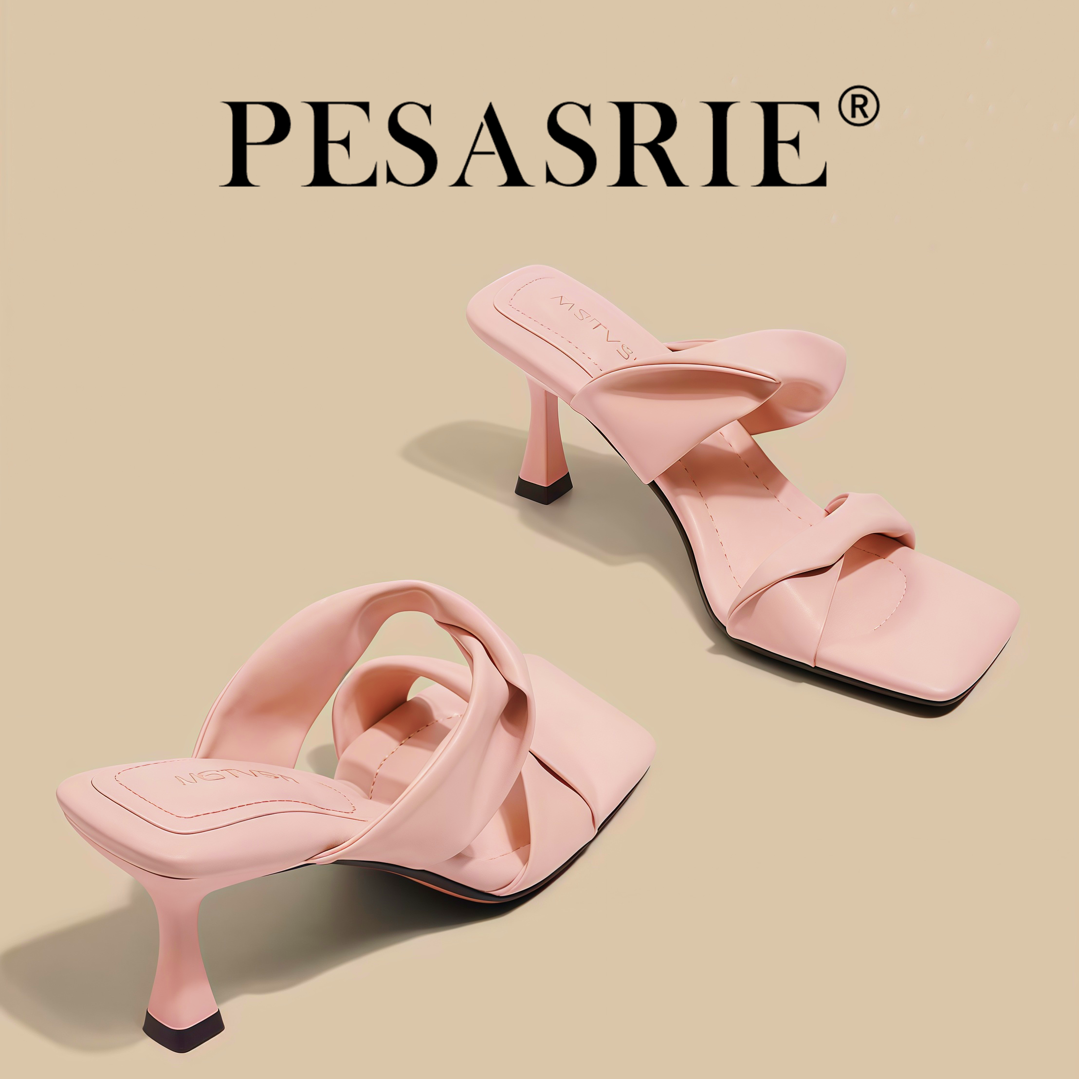 PESASRIE/柏萨尼高档轻奢凉鞋2026年新款凉拖鞋法式外穿女一字拖