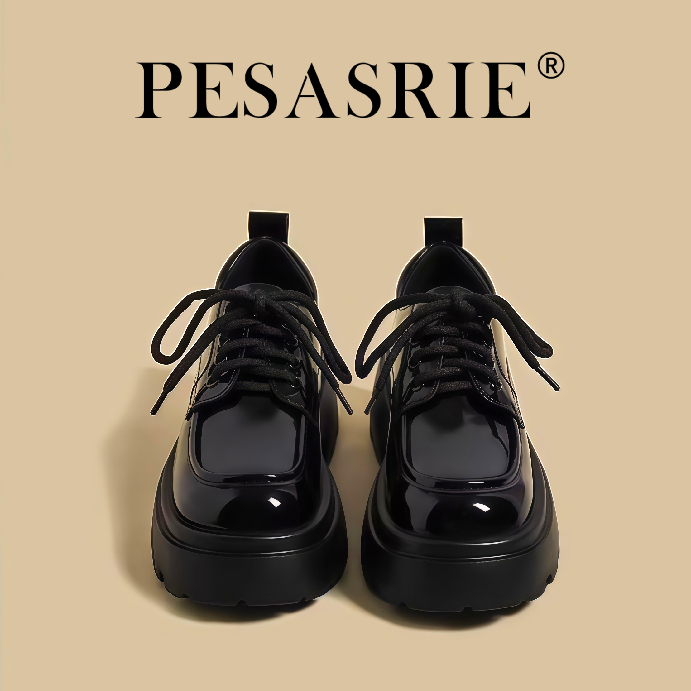 PESASRIE/柏萨尼高端乐福鞋2026年新款简约通勤鞋英伦风厚底系带