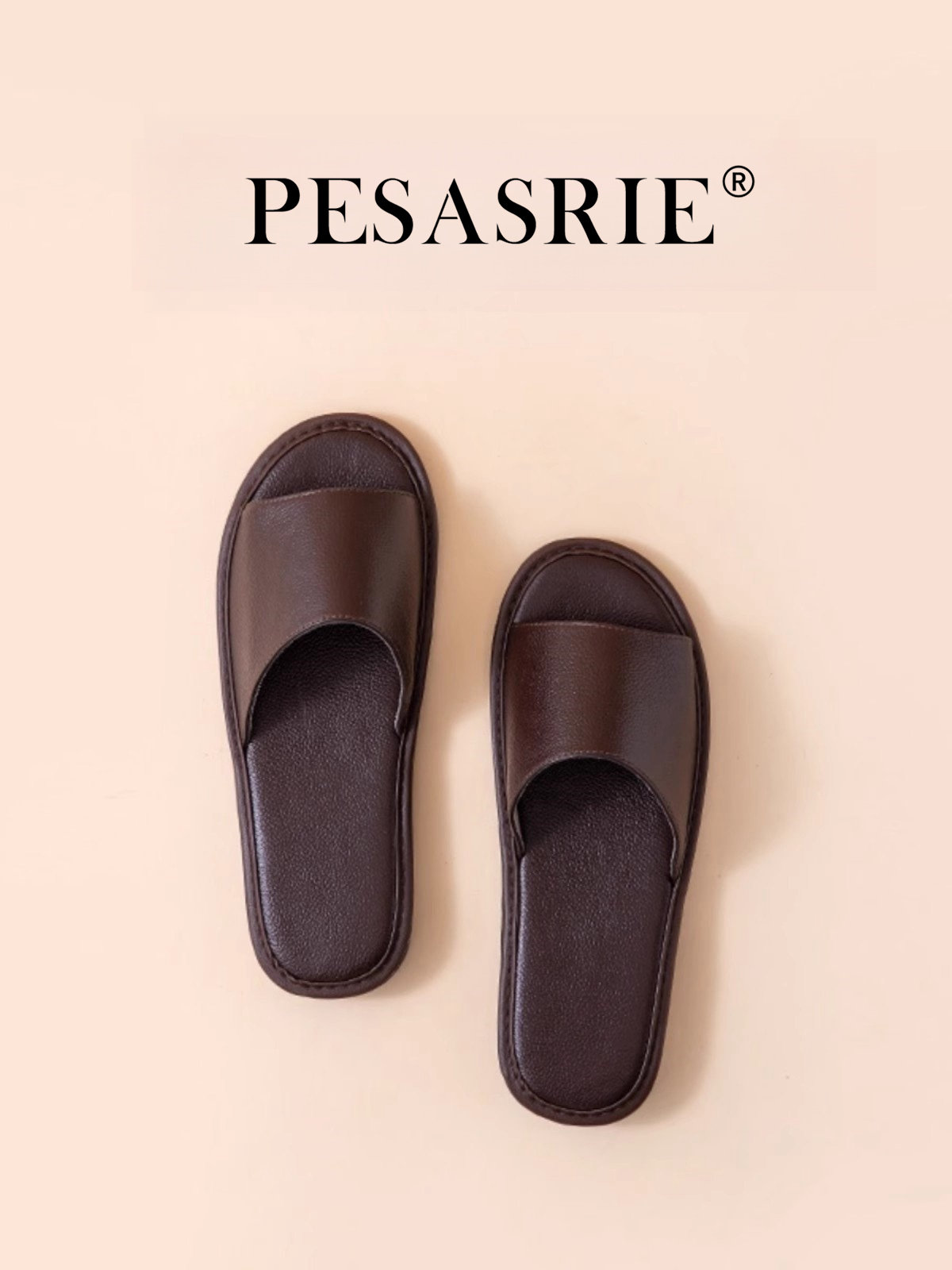 PESASRIE/柏萨尼 高档轻奢家用拖鞋男女款情侣静音居家真皮凉拖鞋