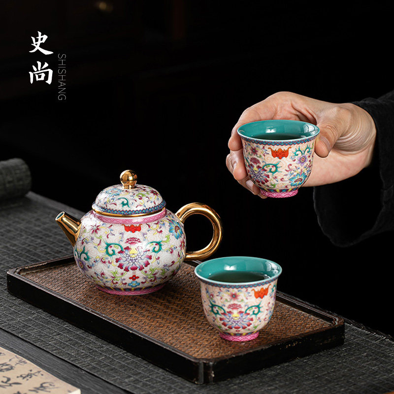 万花珐琅彩陶瓷泡茶壶茶杯家用高档办公室会客景德镇功夫茶具套装