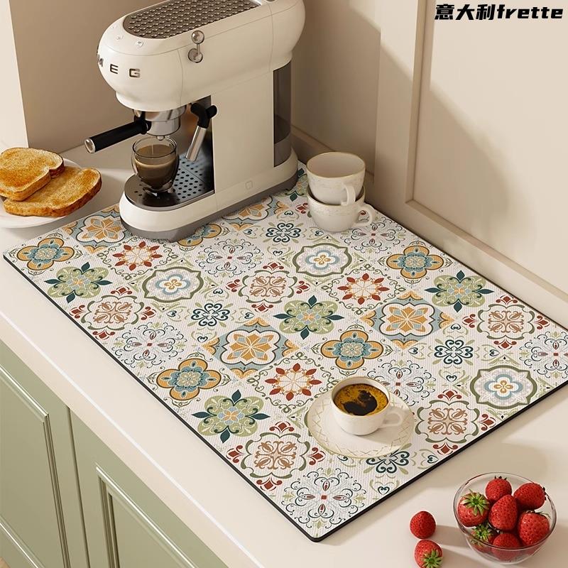意大利餐桌垫轻奢高级感家用隔热吸水速干台面垫厨房硅藻泥沥水垫