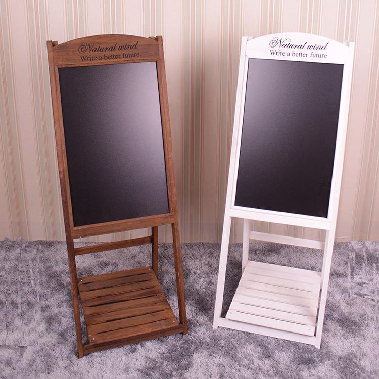 复古实木做旧立式花架小黑板 餐厅店铺手写促销 商户门口广告板