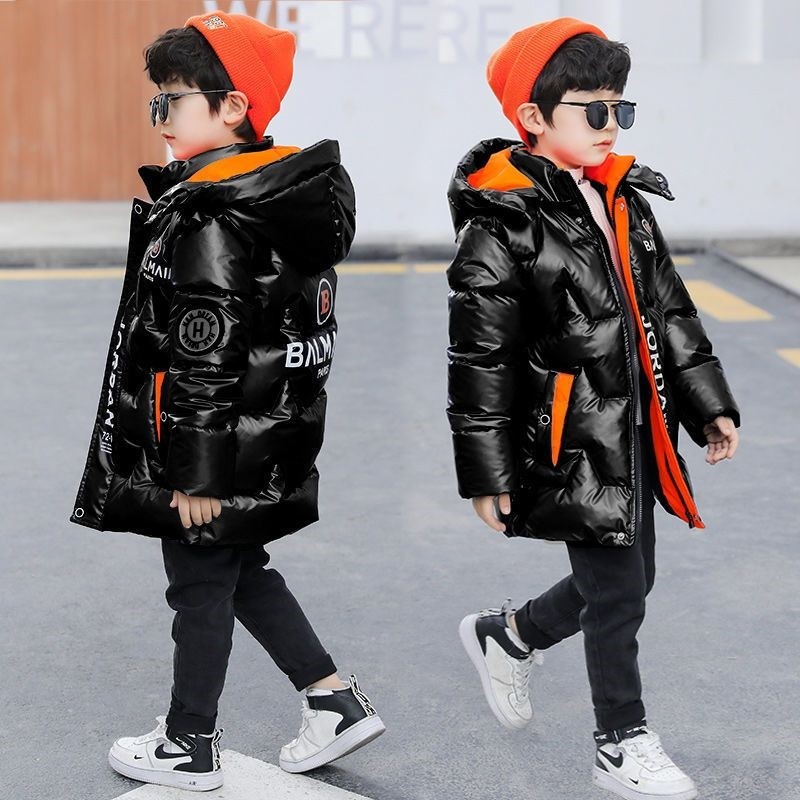 免洗加绒男童///棉服冬装新款中大童亮皮棉袄儿童羽绒棉衣外套