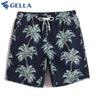 度假寬松休閑褲 GELLA沙灘褲 游樂園泳褲 海邊花短褲 帶內(nèi)襯 男大碼