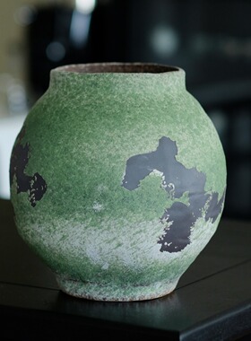 陶瓷苔痕青砾花瓶复古风台面插花