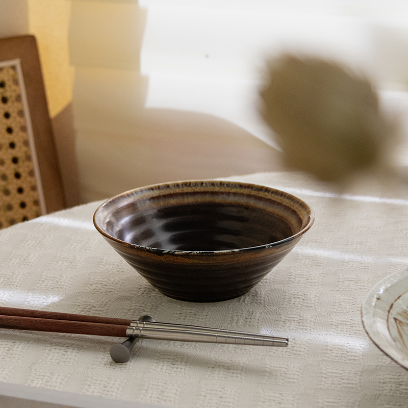 手绘粗陶米饭碗家用个性创意斗碗