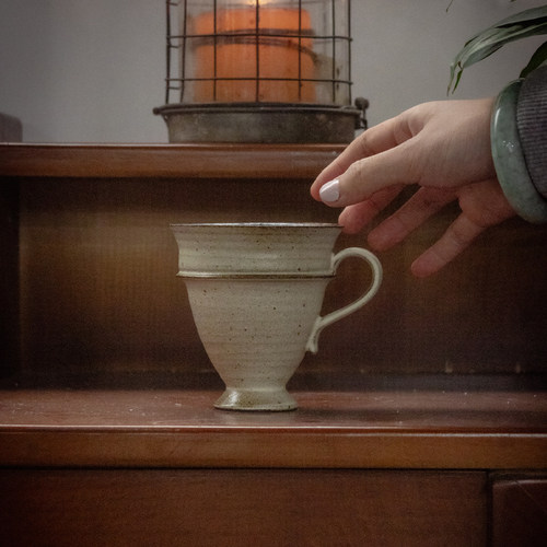 川泽烧 景德镇手工粗陶喇叭敞口咖啡杯200ml高级感复古马克杯