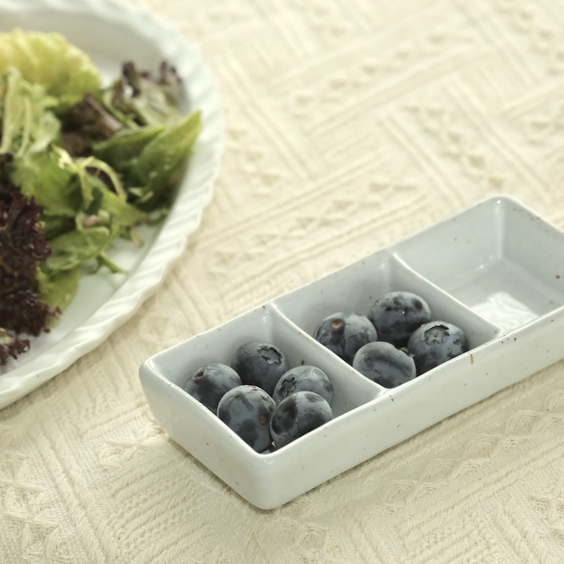 日式粗陶三格味碟调料盘