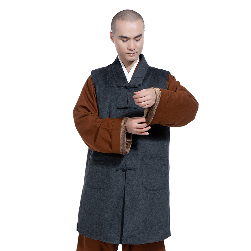 缎梵僧服僧衣秋冬季羊毛中长款