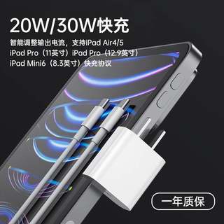 20W/30W快充适用iPad Pro平板电脑充电器Air4/5插头苹果Mini6闪充11寸/12.9英寸Type-C接口充电线电源配接器