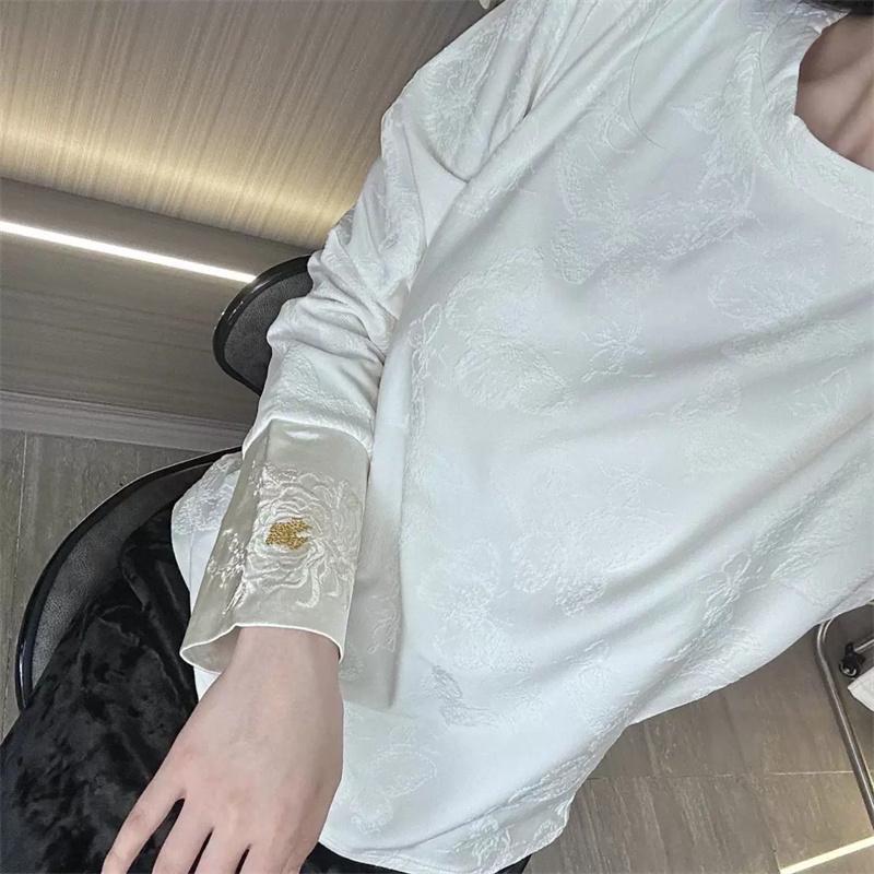 新中式国风牡丹花刺绣上衣女春秋