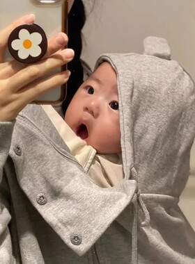 雅茜梦加绒宽松混纺连体袋鼠服