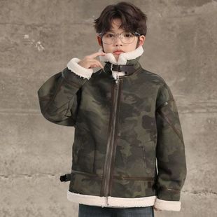 男孩加厚棉衣宝宝夹克潮 儿童冬装 男童秋冬款 加绒皮衣外套2025新款