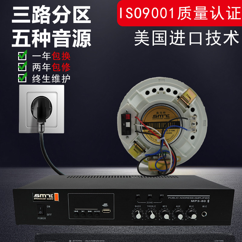 森玛特音响吸顶扬声器喇叭壁挂吊球防水音箱蓝牙功放套装餐厅商超