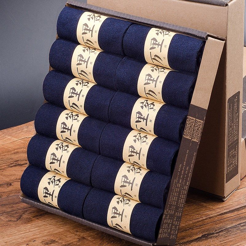 12双男士袜男亚麻秋冬中厚棉袜子绅士休闲袜运动吸汗纯色。