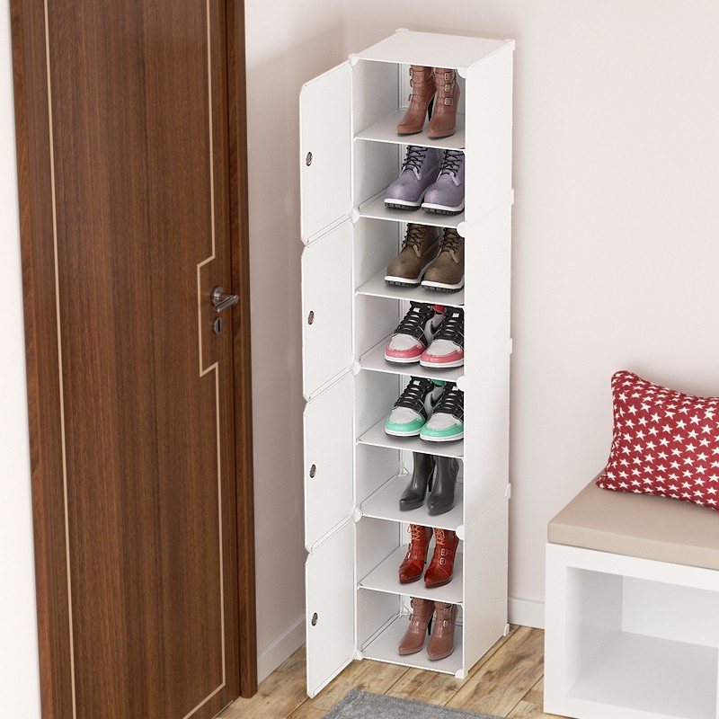 鞋盒收纳盒宿舍简易门口塑料省空间网红双层架子高级新款防尘鞋柜