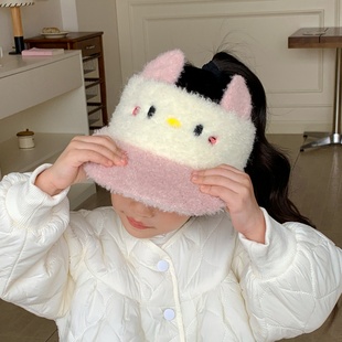 儿童帽子秋冬季新款男童空顶鸭舌帽女童扎马尾防寒保暖包头帽冬天