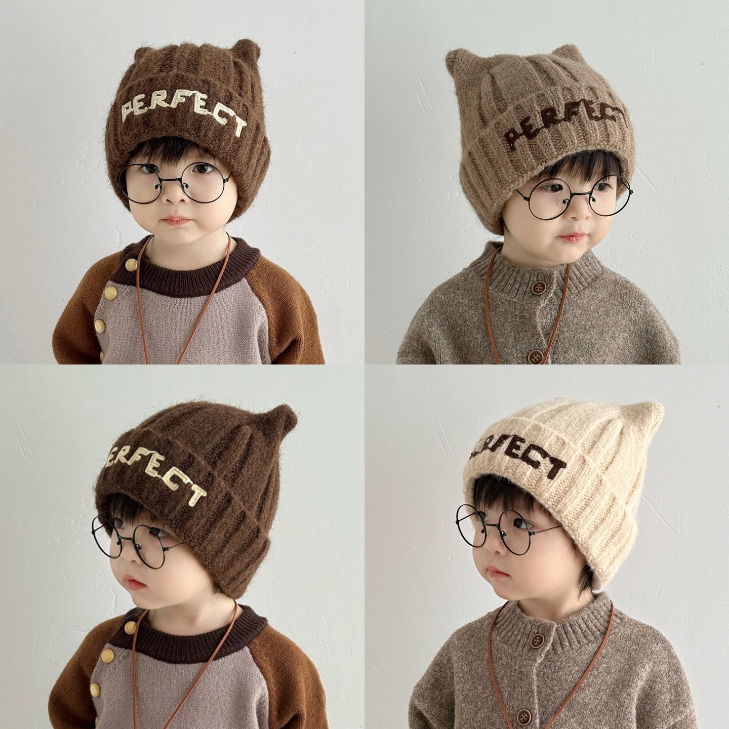儿童保暖防风针织韩系套头帽