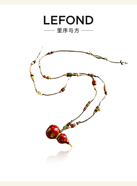 创复古精致彩色滴油手工编织葫芦福禄毛衣链轻奢高级感长项链女