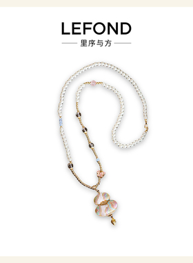 中式仿宋锦仿珍珠葫芦毛衣链项链