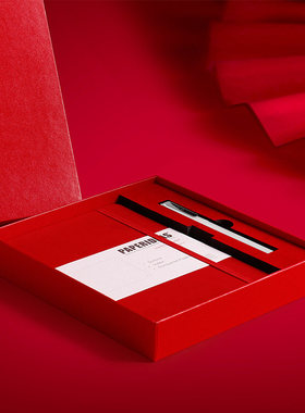 A5笔记本礼盒套装 BK406钢笔 简约礼盒礼袋商务本子 横线点阵 办公会议公司年会礼物 高档记事本套装定制logo