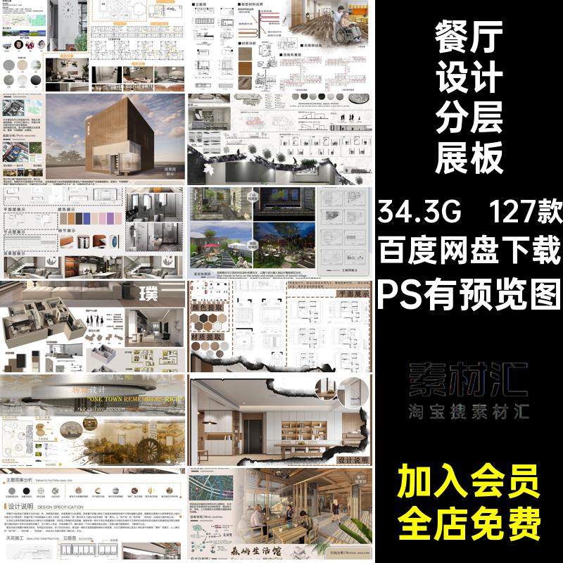 2024现代室内设计ps展板排版家装住宅工装民宿餐厅模板psd素材